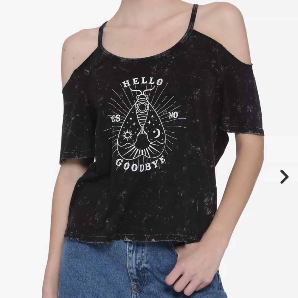 Hot Topic Hello Goodbye Tie-Dye Cold Shoulder Girls Top NWT S